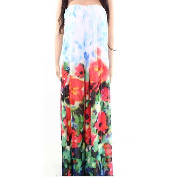 Nicole Miller Dresses & Skirts - Nicole Miller Floral Strapless Cutout Maxi Dress